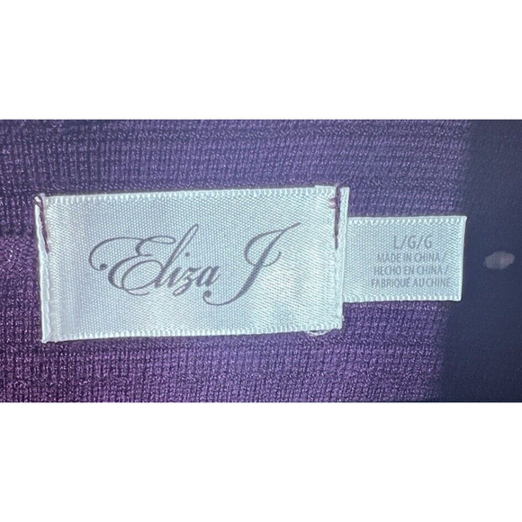 Eliza J Women's Wine Sweater Dress With Cutwork 3/4 Sleeve Fit & Flare Size L - Picture 10 of 13